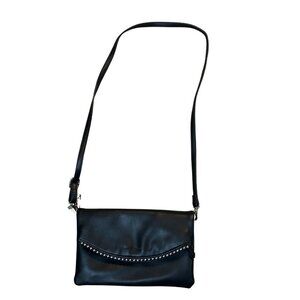 Max Studio Black Crossbody Bag Silver Stud Detail & Magnetic Closure MAX-BLACK